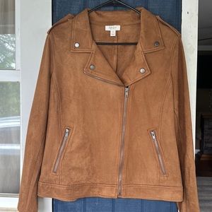 Brown suede moto jacket